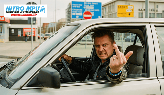 ein mann fährt auto, mpu wegen aggressivität